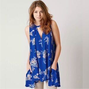Free People Blue Sleeveless Asymmetrical Tunic